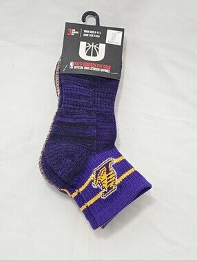 NWT NBA 3 Pair Kid's Quarter Cut Socks Los Angeles Lakers Official Licensed